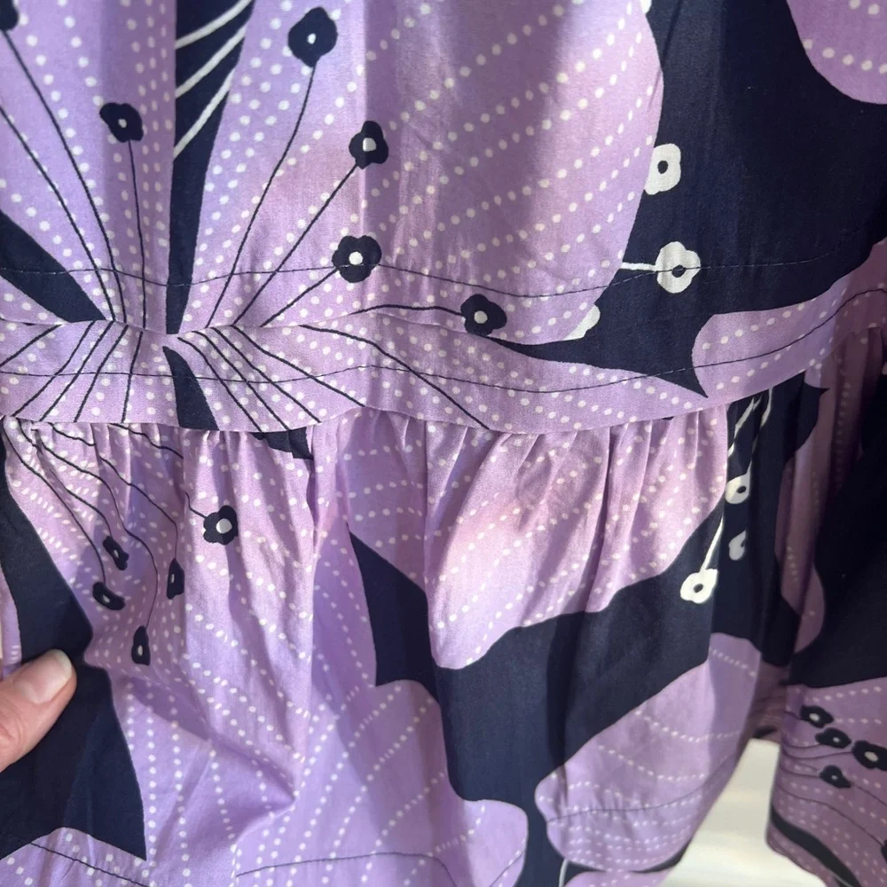✨ Anthropologie Purple Floral Print Dress | Elastic Waist ✨ - Picture 6 of 8